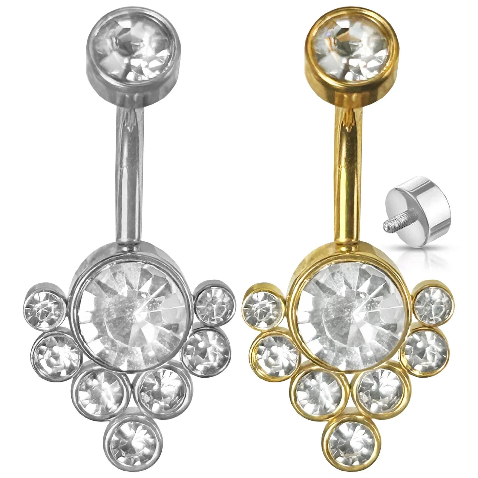 CZ Cluster Belly Ring